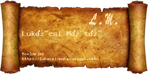 Lukácsi Máté névjegykártya